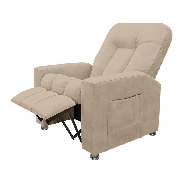 Poltrona do Papai Reclinável Pequim Suede Bege - Gran Belo