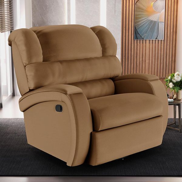 Poltrona do Papai Sala de Cinema Reclinável Kylie Glider Manual Giratória USB PU Caramelo G23