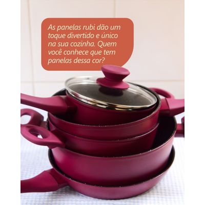 Frigideira Cerâmica Antiaderente 26cm Mimo Style Linha Rubi Cook Para Fogão Indução Panela De Aluminio Grande
