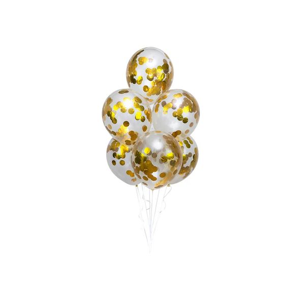 Balão Confete 12" Circulo com 6 Unidades Dourada Regina