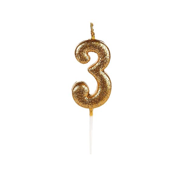 Vela Pequena Silver Glitter Dourado 3