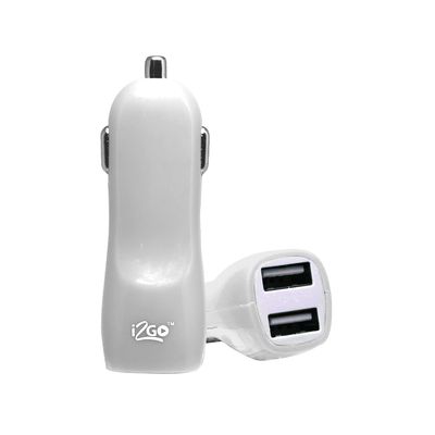 Carregador Veicular I2GO com 2 Saídas USB Entrada 12-24V Saída 2.1A Branco