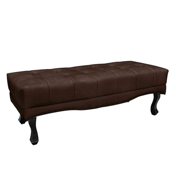 Recamier Decorativo 160cm Loewe Suede Pés De Madeira Café