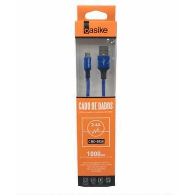 Cabos de Dados Basike 1M V8 2.4A Nylon ultra resistente 5826