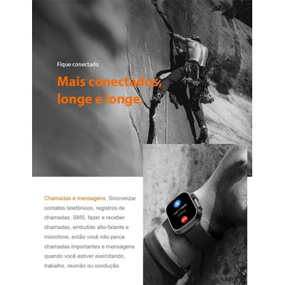 Smartwatch W68 Ultra Max Serie 8 49mm NFC, GPS 2,2" Ligações Laranja