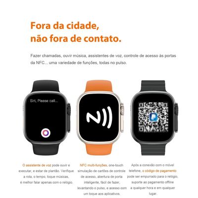 Smartwatch W68 Ultra Max Serie 8 49mm NFC, GPS 2,2" Ligações Laranja