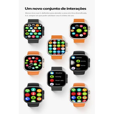 Smartwatch W68 Ultra Max Serie 8 49mm NFC, GPS 2,2" Ligações Laranja