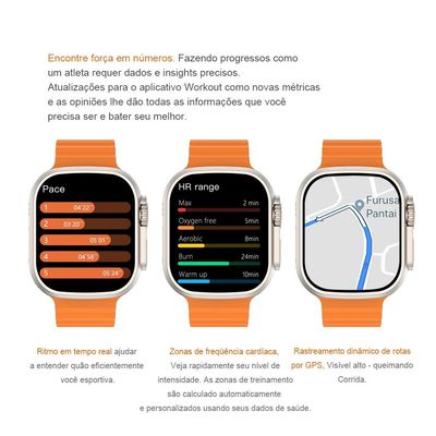 Smartwatch W68 Ultra Max Serie 8 49mm NFC, GPS 2,2" Ligações Preto