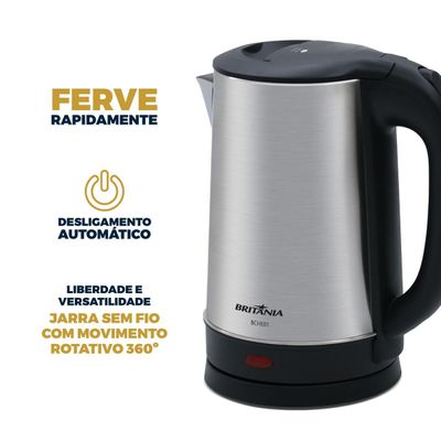 Chaleira Elétrica Britânia 1,6L 1500W Base 360° BCHE01 220V