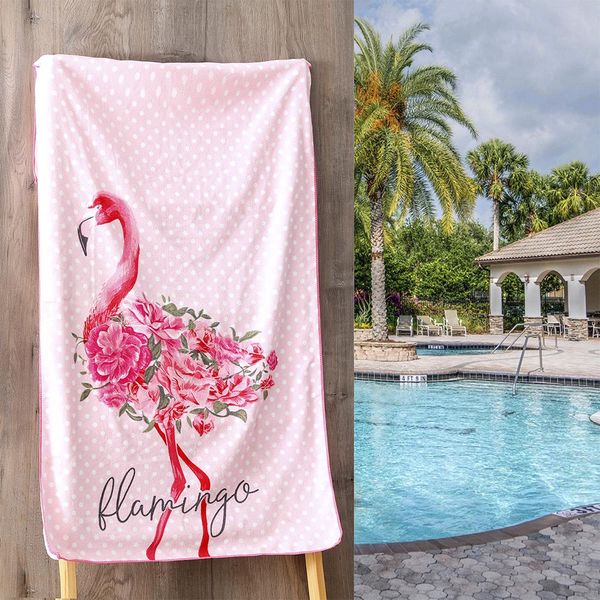Kit 2 Toalhas de Praia Aveludada 140cmx70cm Flamingo Sultan
