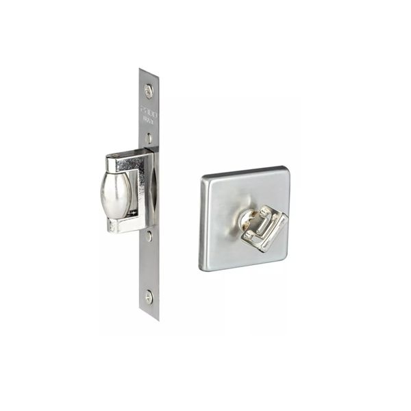 FECHADURA TRAVA ROLETE PORTA BANHEIRO WC PADO INOX ESCOVADA PIVOTANTE QUADRADA RQ2