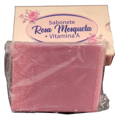 Sabonete Rosa Mosqueta com Vitamina A  90g Rugas e Marcas de Expressão