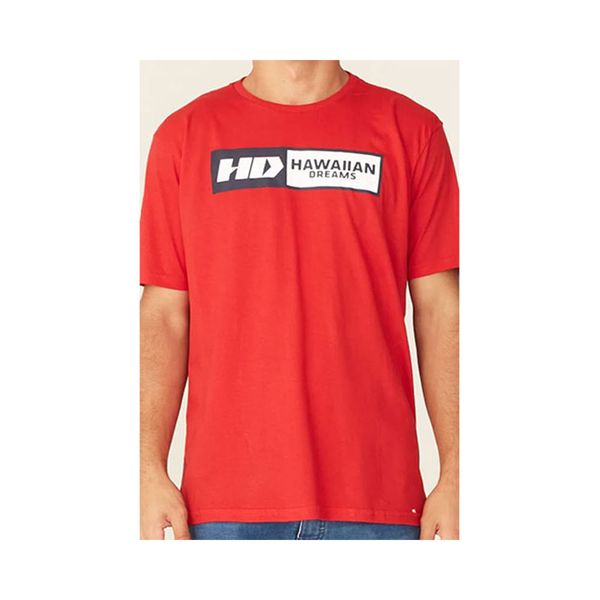 Camiseta Básica Masculina Estampada Vermelha 9608A - HD P