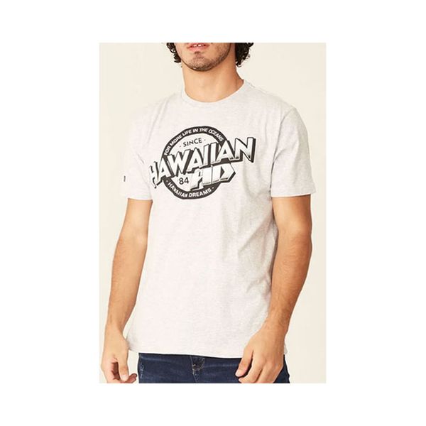 Camiseta Básica Masculina Estampada Cinza Mescla 9652B - HD G