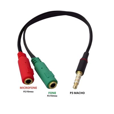 Cabo Adaptador P3 (p2 Combo) Para Microfone e Fone