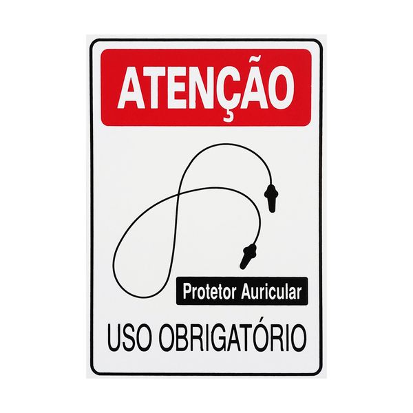 Placa De Sinalização Atenção Protetor Auricular Uso Obrigatório 20x30 Acesso - S-200 F9e