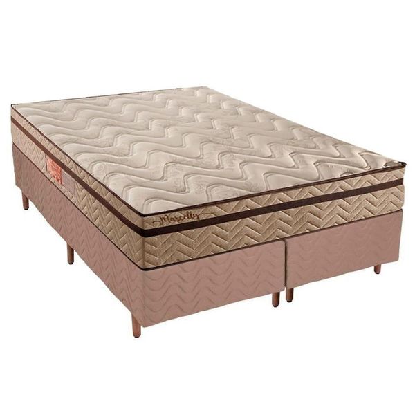 Cama Box Queen: Colchão Molas Paropas Masterpocket Ensacadas Marcelly Ibiza + Base Bege(158X198)