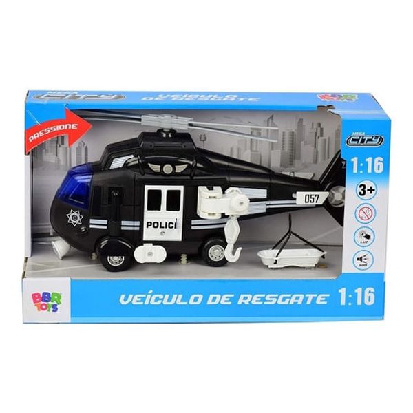 Helicóptero de Resgate Com Luz e Som - HELICOPTERO POLICIA Bbr Toys