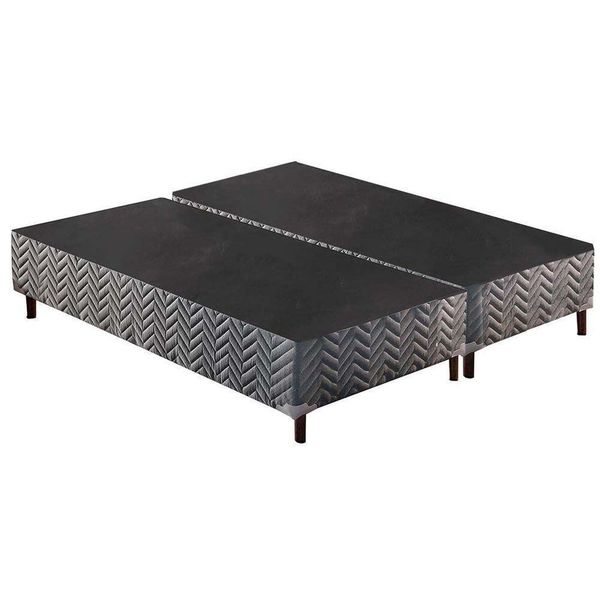 Cama Box Base Queen Sommier Rústico Bordado Gray (158x198x30) - Paropas