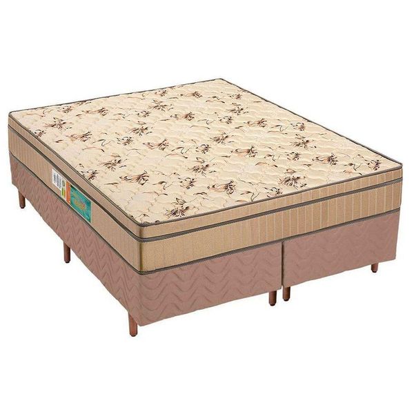 Cama Box Queen: Colchão Espuma Polar D45 Pérola Fort + Base Crc Rústico Clean(158X198)