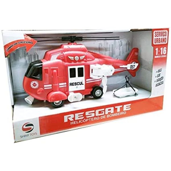Helicóptero de Resgate Com Luz e Som - HELICOPTERO RESGATE Bbr Toys