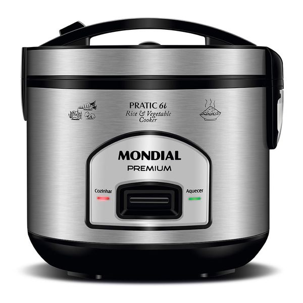 Panela Elétrica Mondial Pratic 6I PE-43-6X PANELA ELÉTRICA DE ARROZ-127V-PRETO/INOX