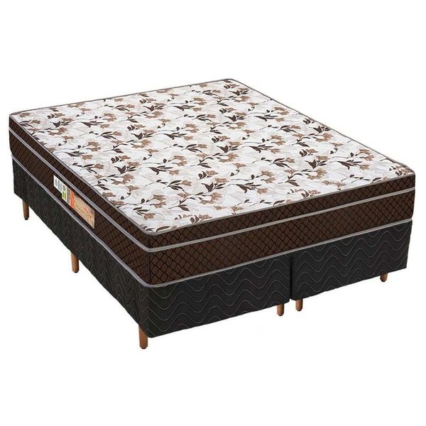 Cama Box Queen: Colchão Espuma Polar D28/Ep Orthopremium + Base Crc Rústico Black(158X198)