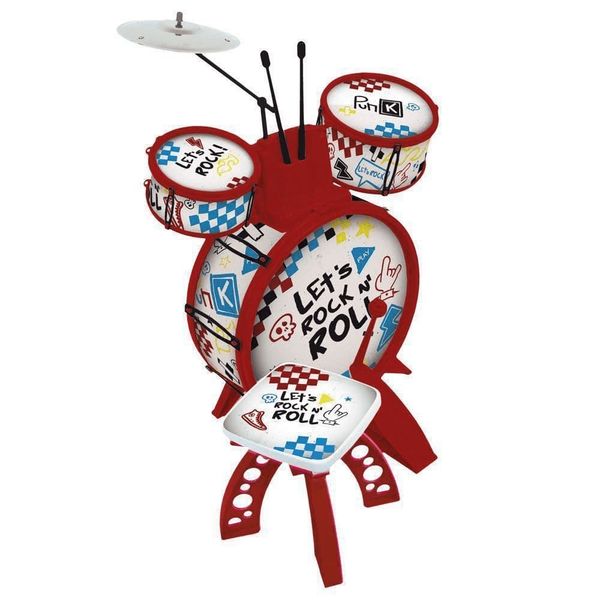 Bateria Musical Infantil com Banquinho - Show - Toyng TOYNG037619 Bateria Musical Infantil com Banquinho - Show - Toyng TOYNG037619