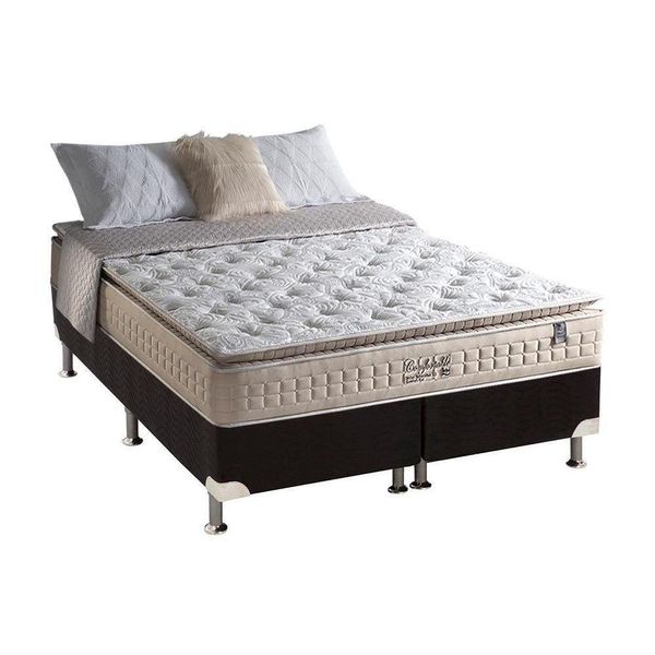 Cama Box Queen: Colchão Molas Ensacadas Anjos Masterpocket Confortable + Base Black(158X198)