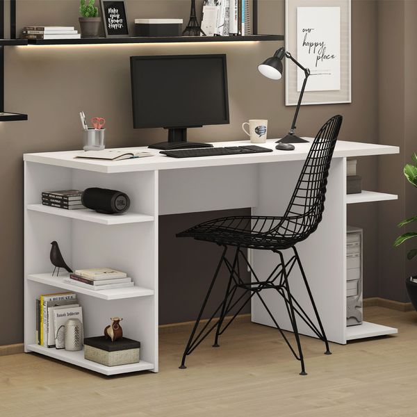 Escrivaninha Mesa para Computador Office 9409 Madesa Branco Cor:Branco