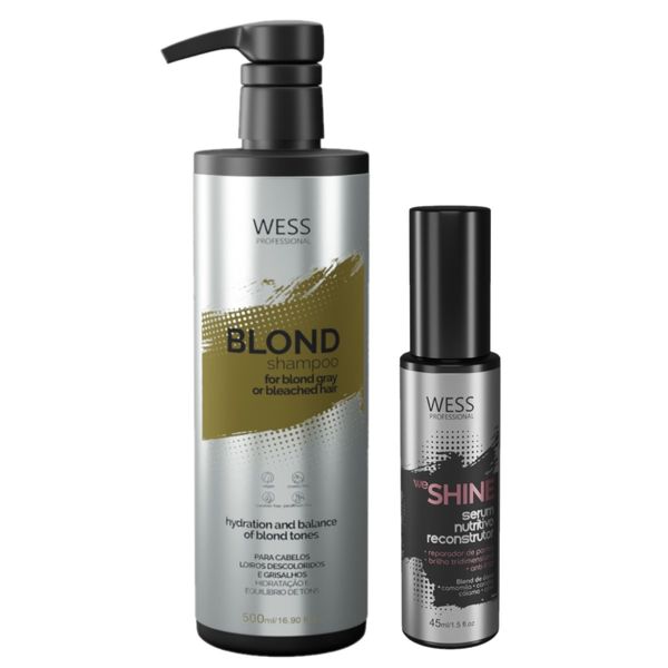 Kit Wess Blond Shampoo 500ml + We Shine Serum 45ml