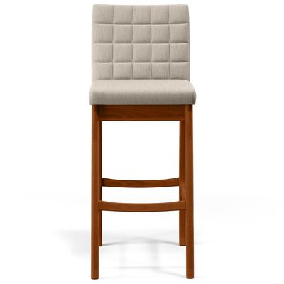 Kit 05 Banquetas Altas Para Cozinha Sala de Jantar Fixa Mila B04 Linho Cru - Lyam Decor