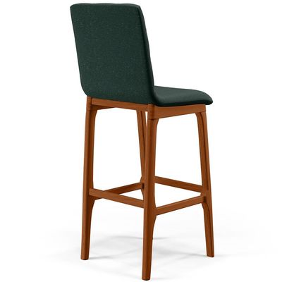 Kit 06 Banquetas Altas Para Cozinha Sala de Jantar Fixa Zoe B04 Linho Verde Musgo - Lyam Decor