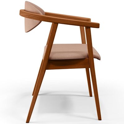Poltrona Decorativa Para Sala de Estar Cecília B04 Linho Rosê - Lyam Decor