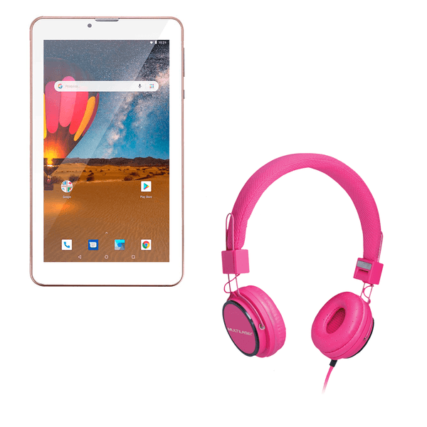 Combo High Tech - Tablet M7 3G Plus Dual Chip 1 Gb De Ram 16 Gb Tela 7 Pol. Rosa E Fone De Ouvido Com Mic Rosa P2 Multilaser - NB305K NB305K Combo High Tech - Tablet M7 3G Plus Dual Chip 1 Gb De Ram 16 Gb Tela 7 Pol. Rosa E Fone De Ouvido Com Mic Rosa P2 Multilaser - NB305K NB305K