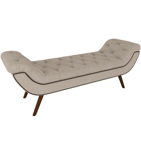 Puff Recamier Decorativo com Tachas 160 cm Santorini P05 Linho Creme - Lyam Decor Puff Recamier Decorativo com Tachas 160 cm Santorini P05 Linho Creme - Lyam Decor