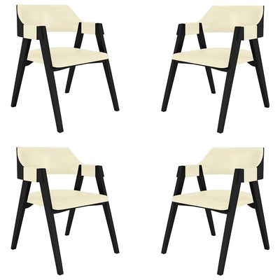 Kit 4 Cadeiras Sala de Jantar e Jogos Carteados Madeira Maciça Poker PU OffWhite/Preto G42 - Gran Belo