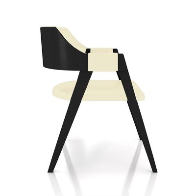 Cadeira Sala de Jantar e Jogos Carteados Madeira Maciça Poker PU OffWhite/Preto G42 - Gran Belo