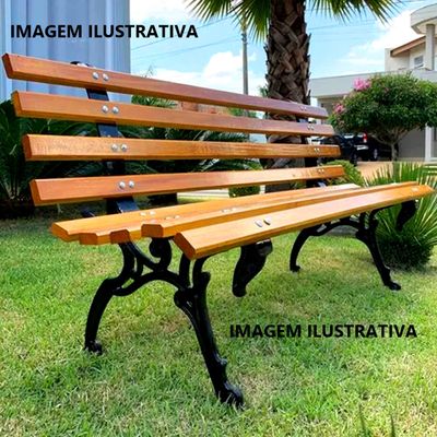 Banco de Jardim Tamanduá em Ferro 8 Réguas Madeira Verniz
