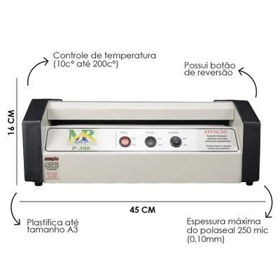 Plastificadora e Poliseladora Profissional P380 até A3 110V
