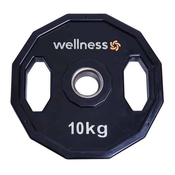 Anilha Poliuretano Furacao Olímpica 12 Faces com Pegada 10kg Wellness - WK016 WK016