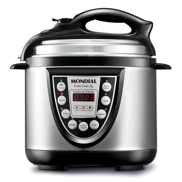 Panela de Pressão Elétrica Mondial Pratic Cook PE-09 PANELA ELETRICA PRESSAO-127V-PRETO/INOX Panela de Pressão Elétrica Mondial Pratic Cook PE-09 PANELA ELETRICA PRESSAO-127V-PRETO/INOX