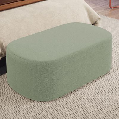 Puff Decorativo Orgânico Para Living Quarto 100cm Doha W01 Bouclê Oliva - Lyam Decor