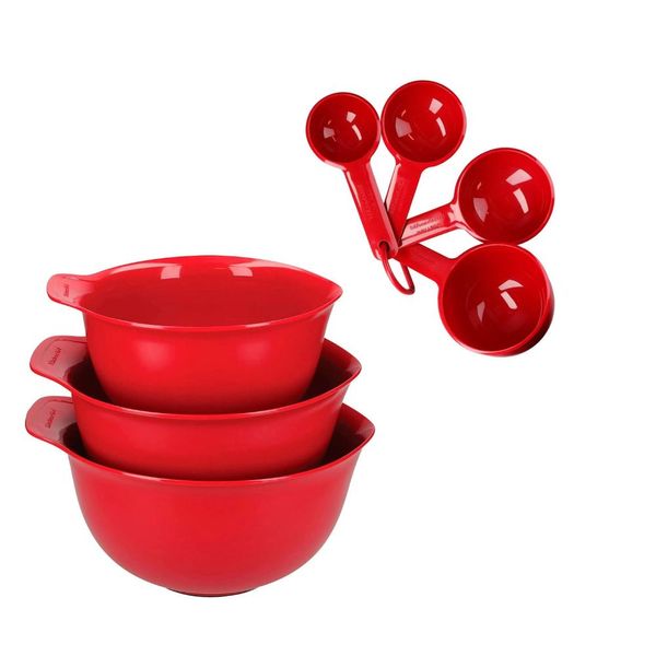 KIT KITCHENAID 3 TIGELAS BOWLS E 4 XICARAS MEDIDORAS VERMELHA