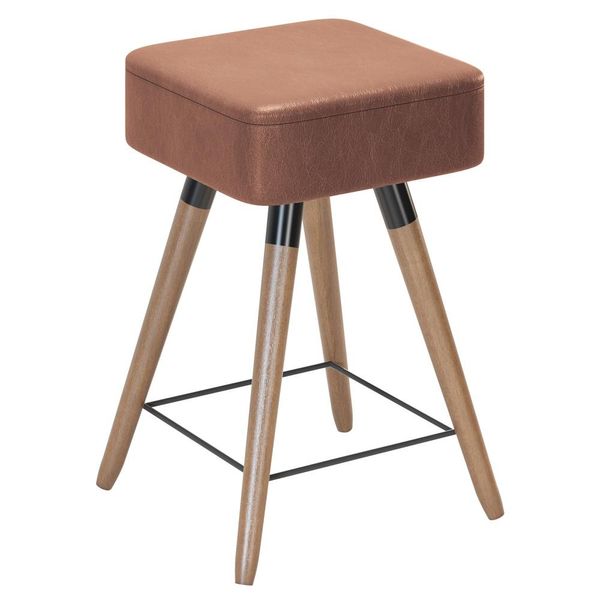 Banqueta Baixa Decorativa Rio 50x32cm com Pés Palito Corano Coffee - Desk Design