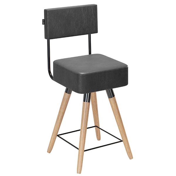 Banqueta Cadeira Decorativa Barcelona 73cm com Encosto Corano Preto - Desk Design
