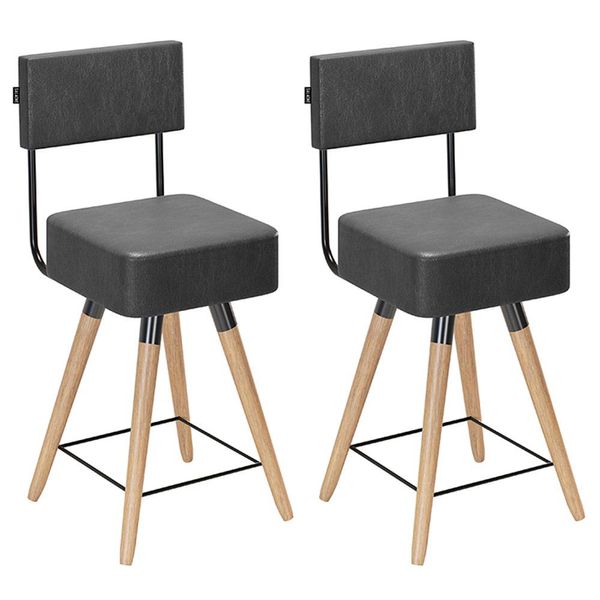 Kit 02 Banquetas Cadeiras Decorativas Barcelona 73cm com Encosto Corano Preto - Desk Design
