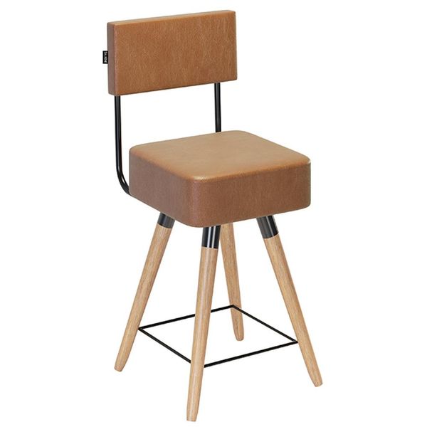 Banqueta Cadeira Decorativa Barcelona 73cm com Encosto Corano Amarula - Desk Design