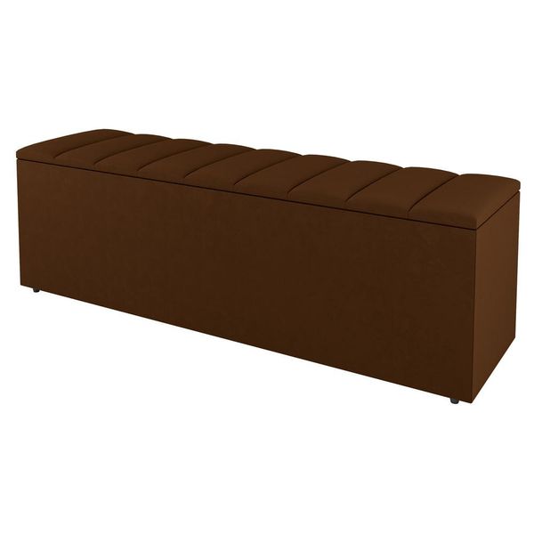 Calçadeira Baú Casal Cora 140cm Suede Terracota - Desk Design