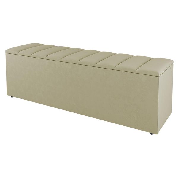 Calçadeira Baú Queen Size Cora 160cm Sintético Bege - Desk Design